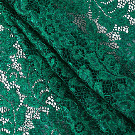 Re-Embroidered Stretch Lace - Emerald Sunflowers - McKee Collection