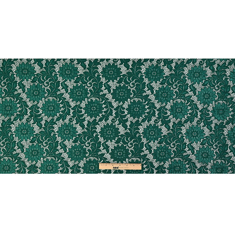 Re-Embroidered Stretch Lace - Emerald Sunflowers - McKee Collection