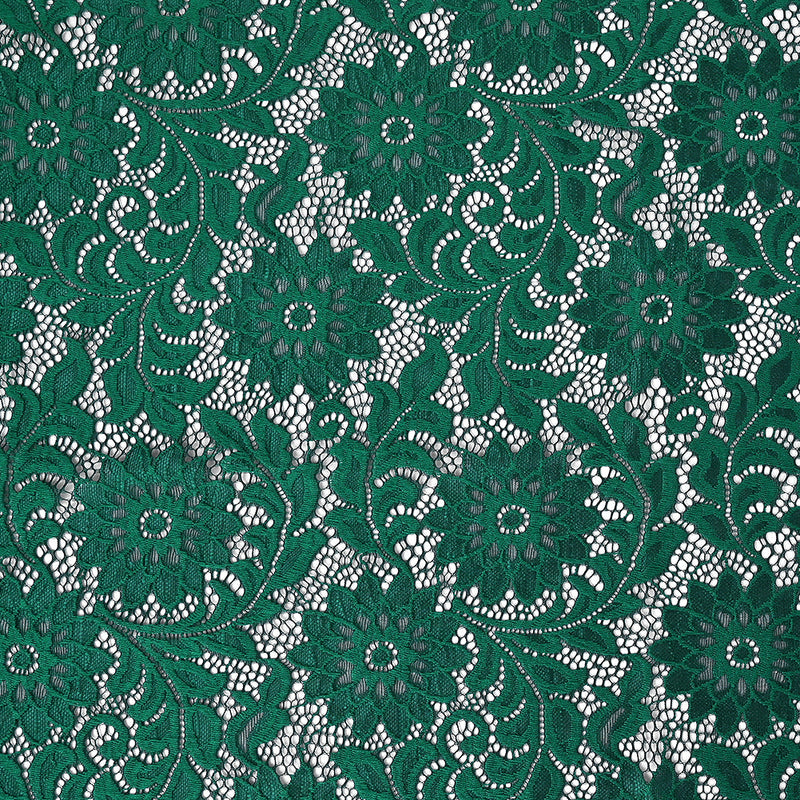 Re-Embroidered Stretch Lace - Emerald Sunflowers - McKee Collection