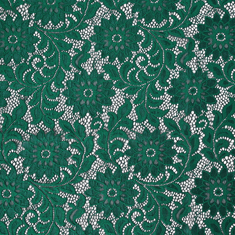 Re-Embroidered Stretch Lace - Emerald Sunflowers - McKee Collection
