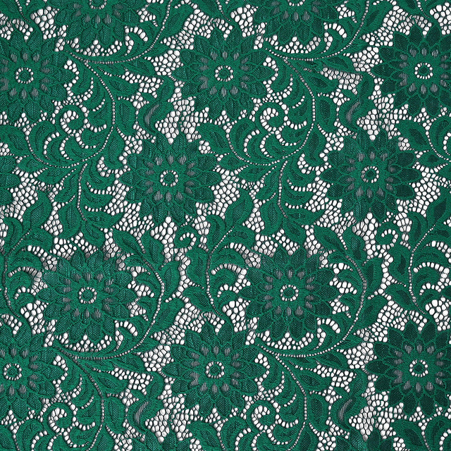 Re-Embroidered Stretch Lace - Emerald Sunflowers - McKee Collection