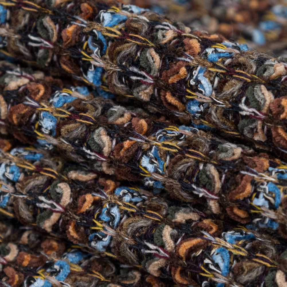Brown, Aqua and Olive Striped Blended Wool Knit