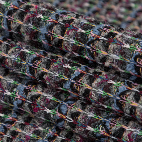 Steel Blue, Green and Fuchsia Striped Blended Wool Knit