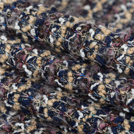 Dusty Rose, Beige and Eclipse Striped Blended Wool Knit with Multicolor Metallic Accents