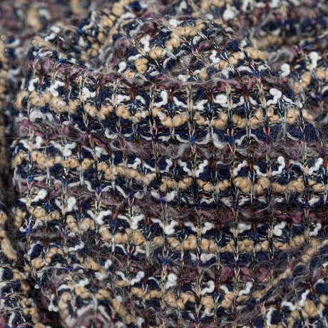 Dusty Rose, Beige and Eclipse Striped Blended Wool Knit with Multicolor Metallic Accents