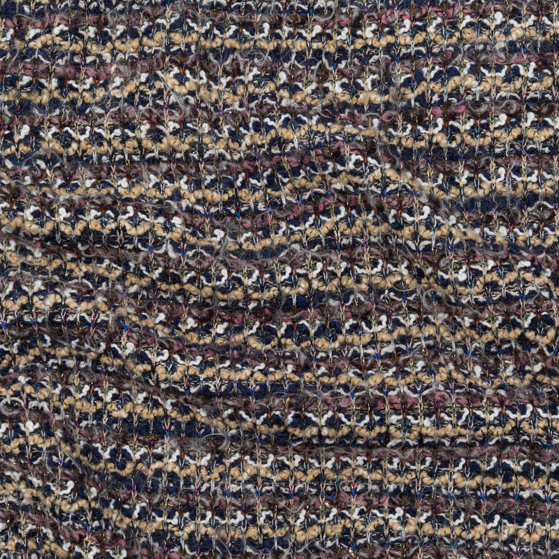 Dusty Rose, Beige and Eclipse Striped Blended Wool Knit with Multicolor Metallic Accents
