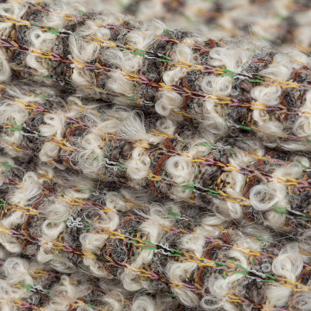 Irish Cream, Lime and Yellow Striped Blended Wool Knit