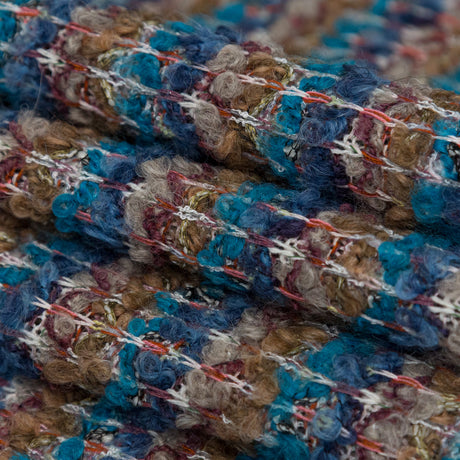 Turquoise, Golden Olive and Coral Striped Blended Wool Knit