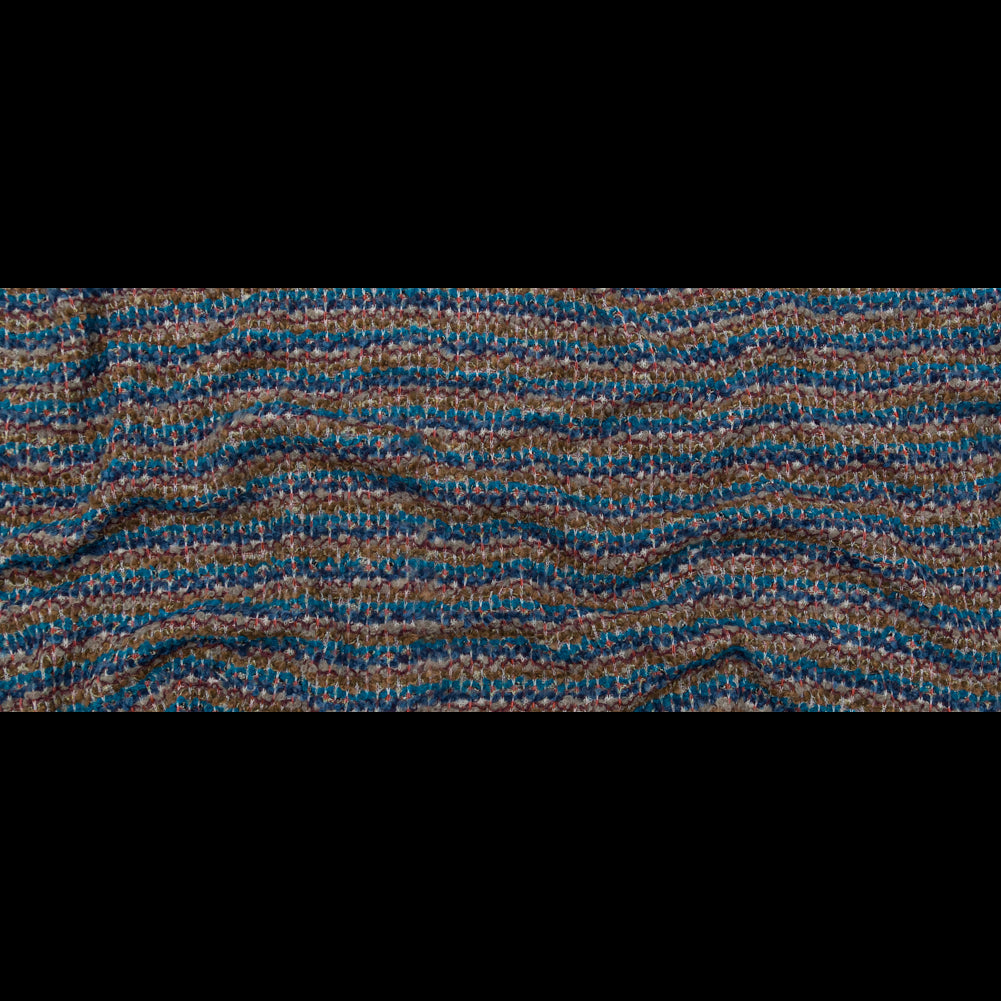 Turquoise, Golden Olive and Coral Striped Blended Wool Knit
