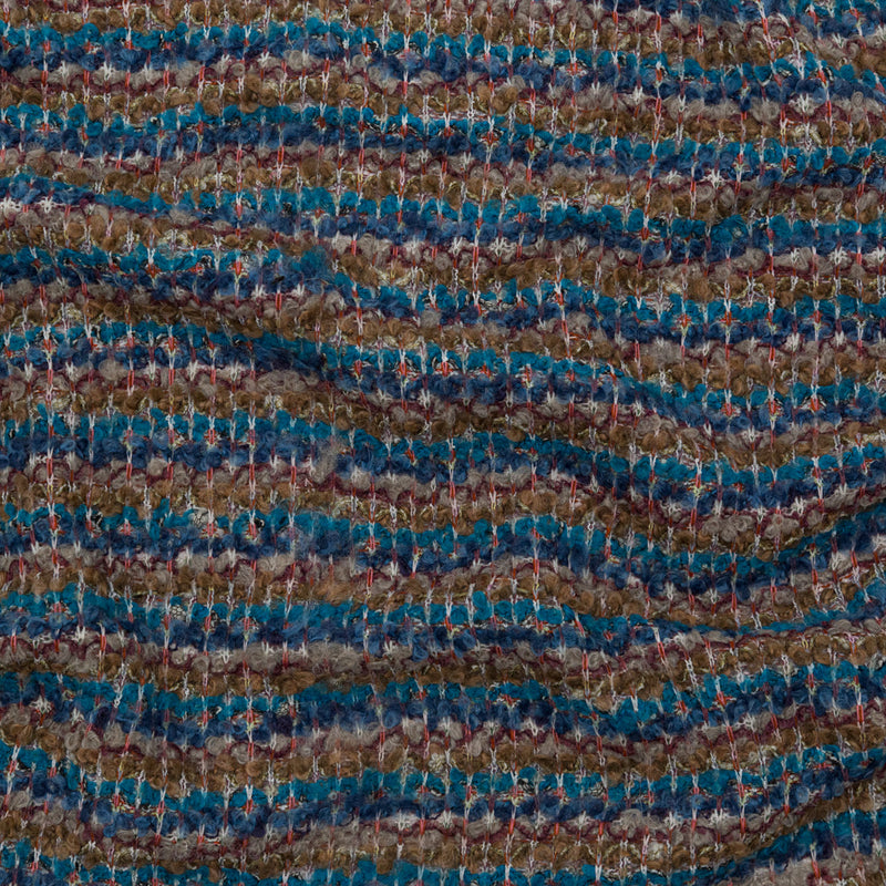 Turquoise, Golden Olive and Coral Striped Blended Wool Knit