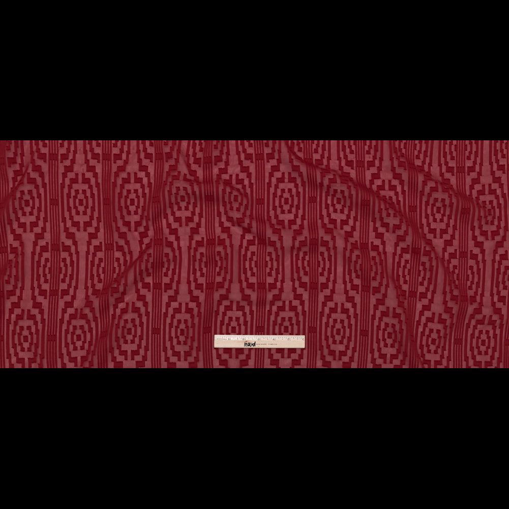 Italian Chili Pepper Geometric Stripes Burnout Polyester Chiffon