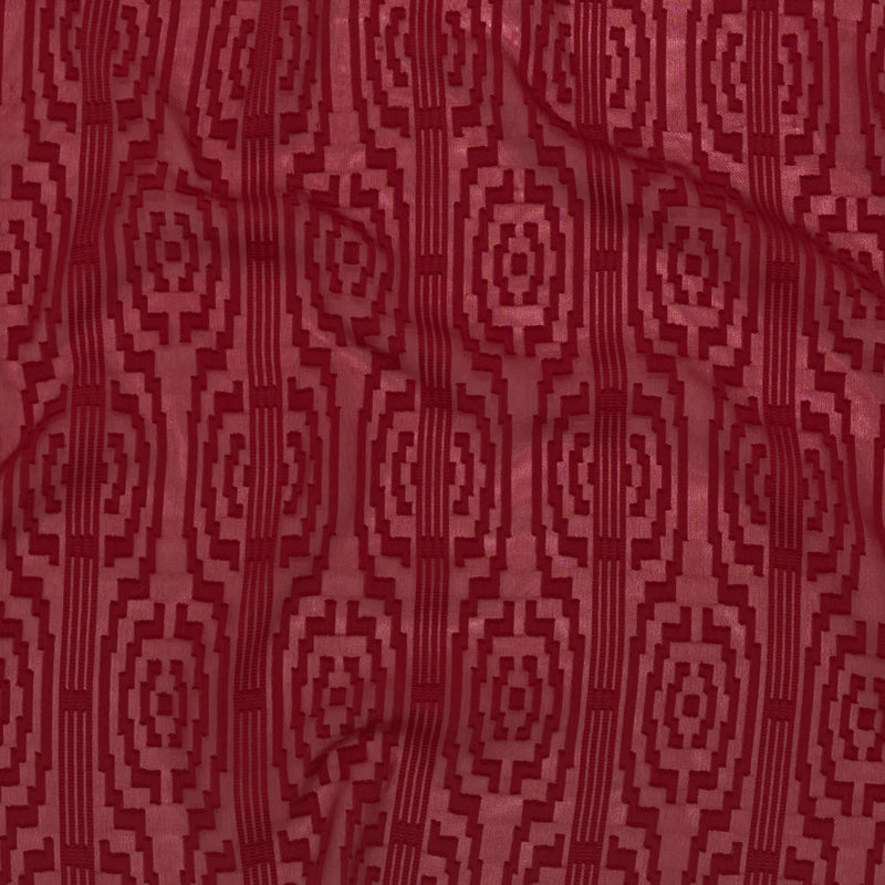 Italian Chili Pepper Geometric Stripes Burnout Polyester Chiffon