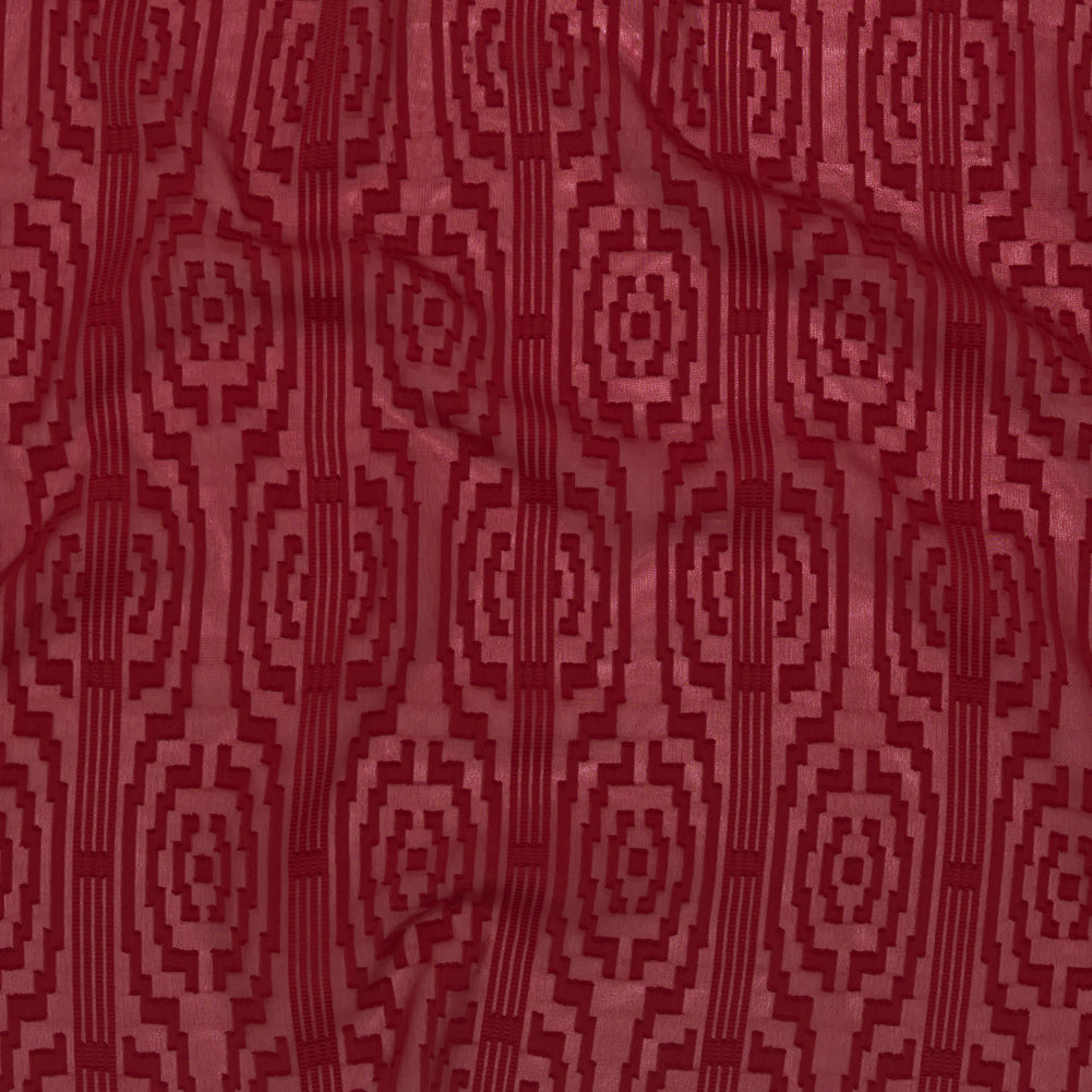 Italian Chili Pepper Geometric Stripes Burnout Polyester Chiffon