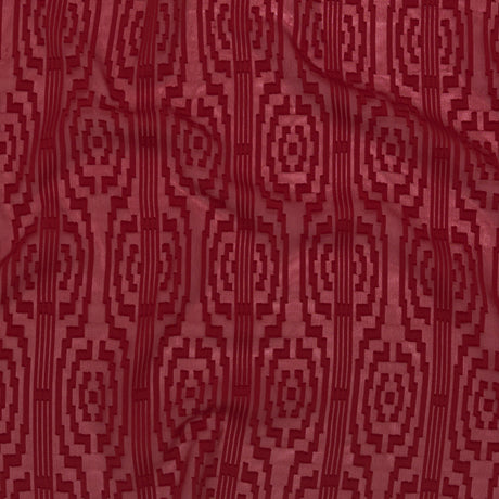 Italian Chili Pepper Geometric Stripes Burnout Polyester Chiffon