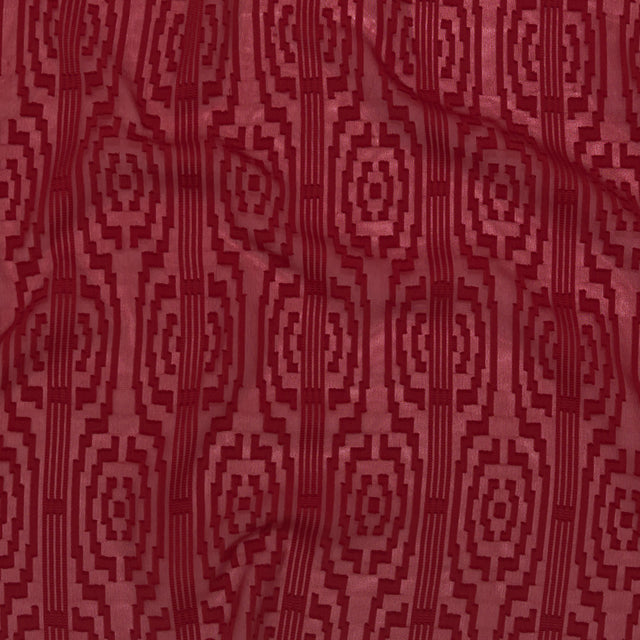 Italian Chili Pepper Geometric Stripes Burnout Polyester Chiffon