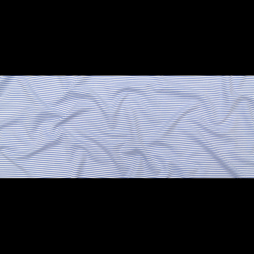 Cornflower Blue and White Candy Striped Slubbed Rayon Woven