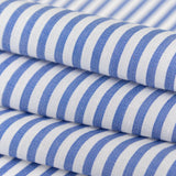 Cornflower Blue and White Candy Striped Slubbed Rayon Woven