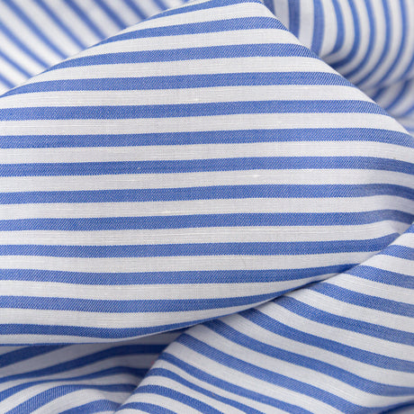 Cornflower Blue and White Candy Striped Slubbed Rayon Woven