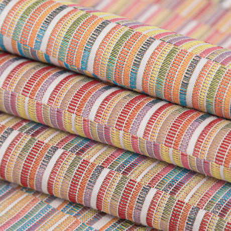 Rainbow Barcode Striped Cotton and Polyester Woven