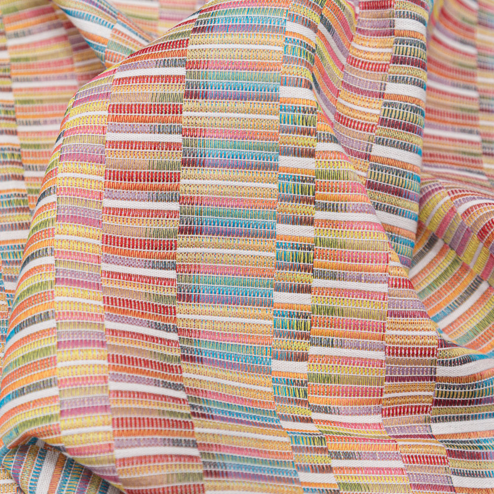 Rainbow Barcode Striped Cotton and Polyester Woven