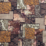 French Roast, Winter Twig and Castle Wall Patchwork Floral and Lace Printed Stretch Cotton Twill