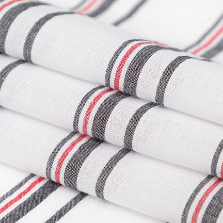 Italian Tomato Puree, White and Magnet Striped Cotton Voile