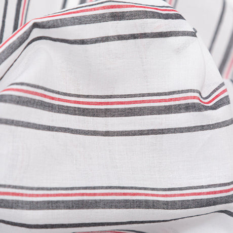 Italian Tomato Puree, White and Magnet Striped Cotton Voile