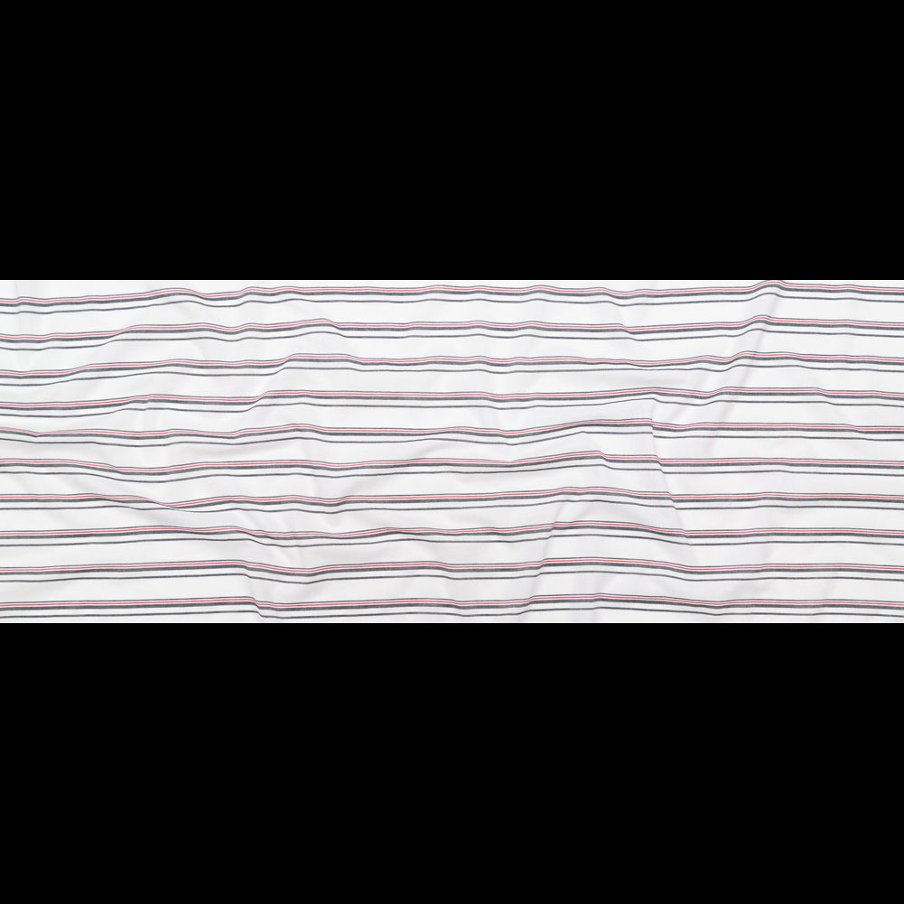 Italian Tomato Puree, White and Magnet Striped Cotton Voile