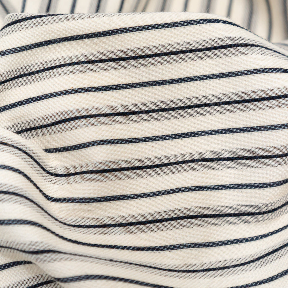 Italian Turtledove and Parisian Night Striped Stretch Twill Knit