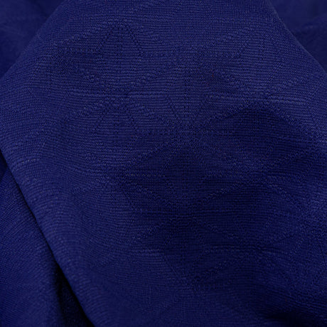 Italian Heathered Gray and Spectrum Blue Geometric Stretch Quilted Knit Coating