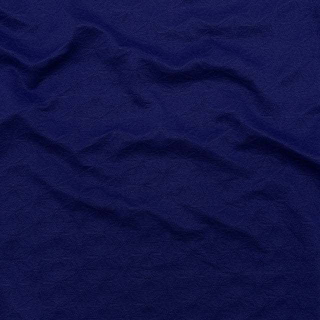 Italian Heathered Gray and Spectrum Blue Geometric Stretch Quilted Knit Coating