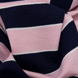Cameo Pink and Evening Blue Awning Striped Polyester Jersey