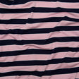 Cameo Pink and Evening Blue Awning Striped Polyester Jersey