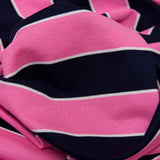 Wild Orchid and Evening Blue Awning Striped Polyester Jersey