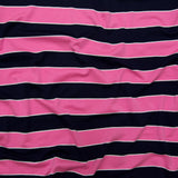 Wild Orchid and Evening Blue Awning Striped Polyester Jersey