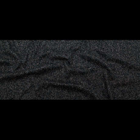 Deep Forest, Raven and Bone White Herringbone Boucle Wool Tweed