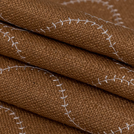 Cashew and Brilliant White Ogee Stitched Raw Silk Matka
