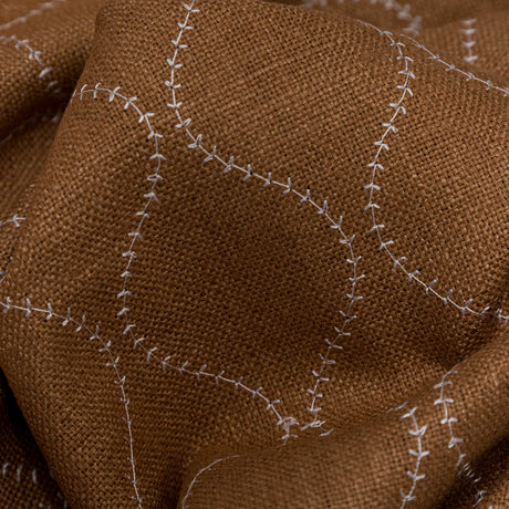 Cashew and Brilliant White Ogee Stitched Raw Silk Matka