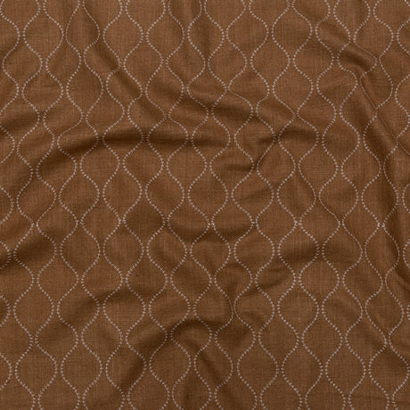 Cashew and Brilliant White Ogee Stitched Raw Silk Matka