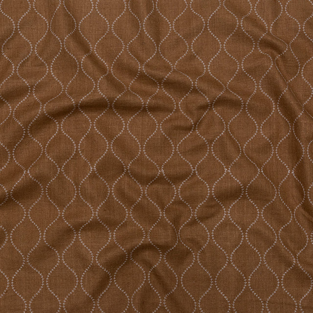 Cashew and Brilliant White Ogee Stitched Raw Silk Matka