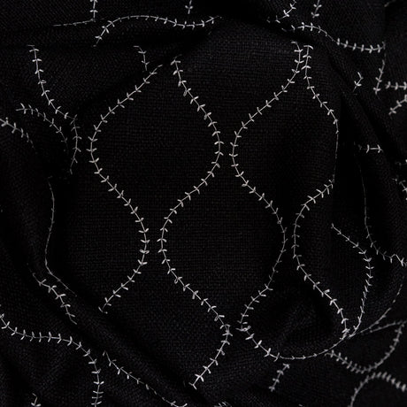 Raven and Brilliant White Ogee Stitched Raw Silk Matka