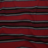 Italian Mazarine Blue, Antarctica and Aurora Red Striped Stretch Polyester Woven