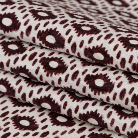Whisper White and Decadent Chocolate Geometric Printed Stretch Cotton Twill