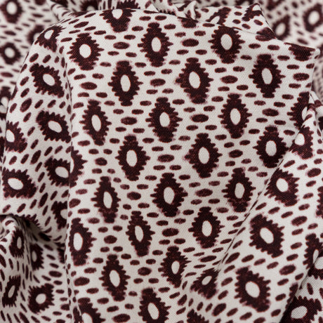 Whisper White and Decadent Chocolate Geometric Printed Stretch Cotton Twill