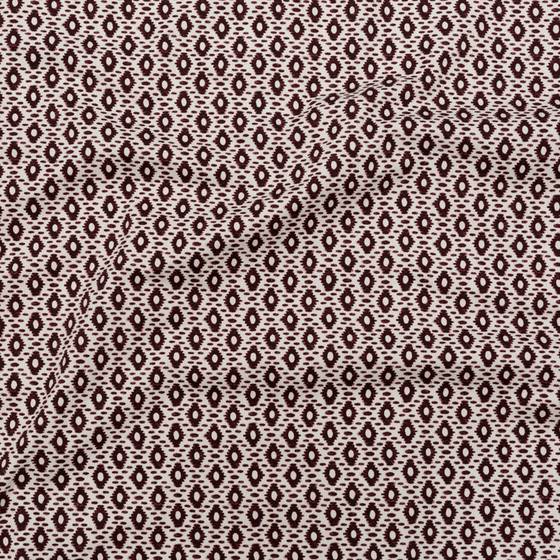 Whisper White and Decadent Chocolate Geometric Printed Stretch Cotton Twill