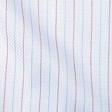 Premium White Twill Cotton Shirting with Red and Blue Tattersall Stripes