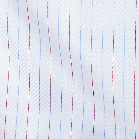 Premium White Twill Cotton Shirting with Red and Blue Tattersall Stripes
