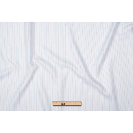 Premium White Twill Cotton Shirting with Red and Blue Tattersall Stripes