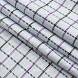 Premium Purple, Black and White Checks and Zig Zags Cotton Dobby Shirting