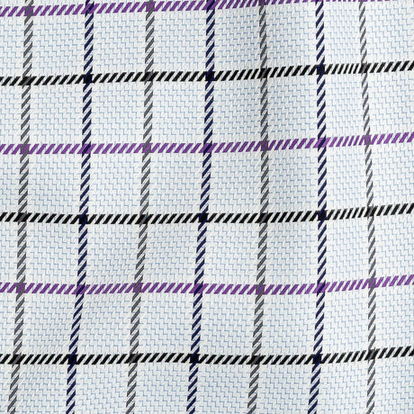 Premium Purple, Black and White Checks and Zig Zags Cotton Dobby Shirting